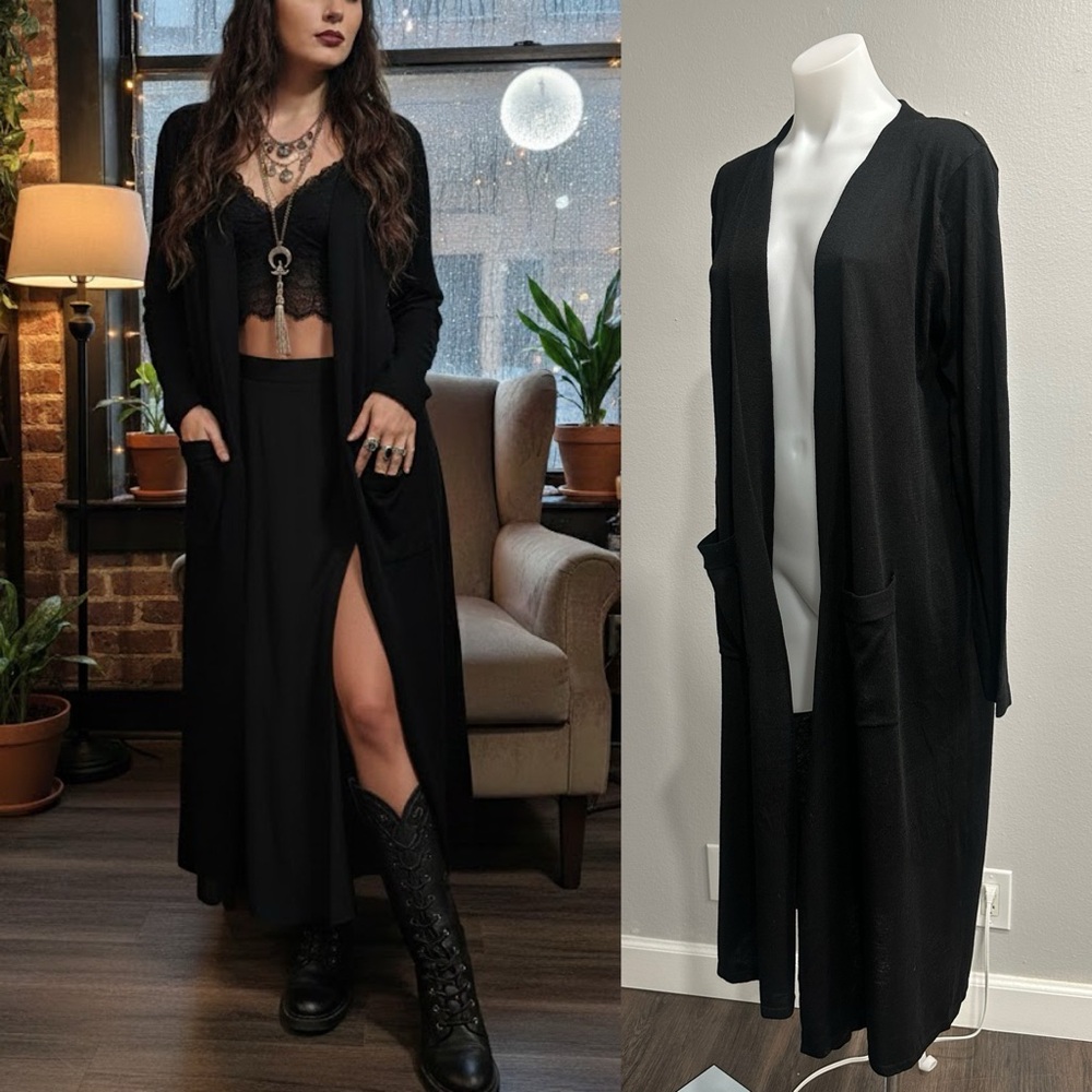 Dance & Marvel long Black Cardigan